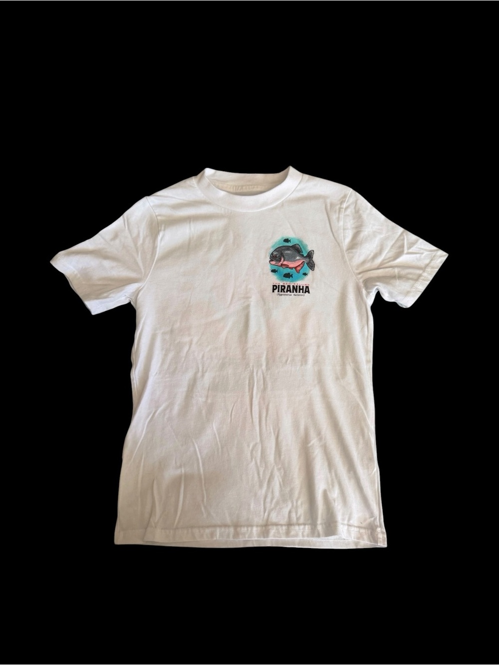 abercrombie kids Bright White Tee with Teal & Coral Fish Graphic